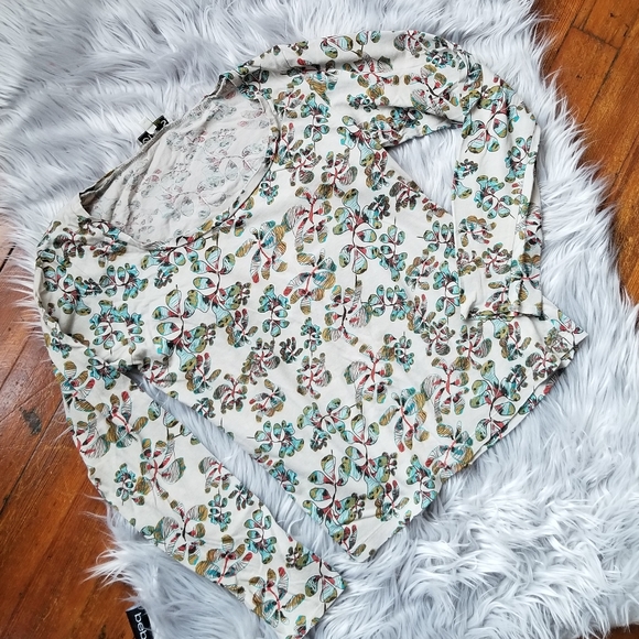 Ethos Paris Flowered Long Sleeve T-shirt/Sweater L - Picture 1 of 5